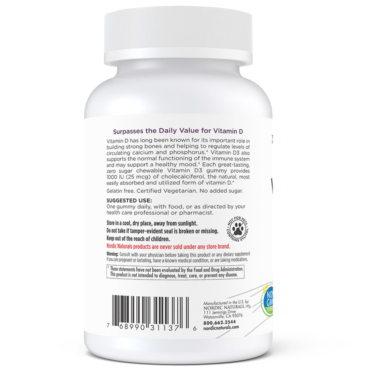 Zero Sugar Vitamin D3 Gummies